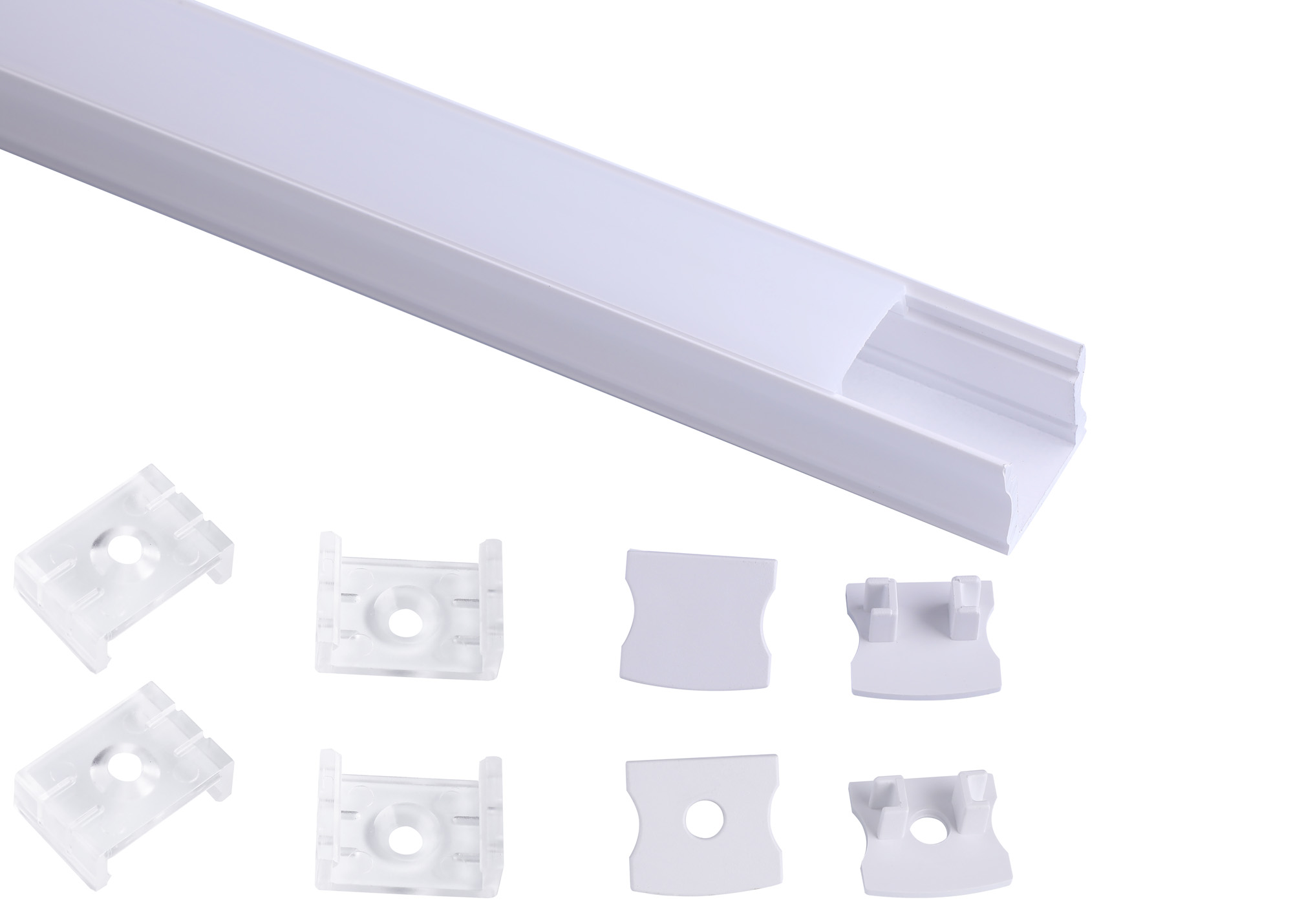 Tiras 2m, 17 x 15.3mm White Aluminium Profile With Diffuser And Accessories